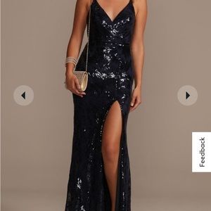 NWT David’s Bridal Navy Sequin Prom Dress